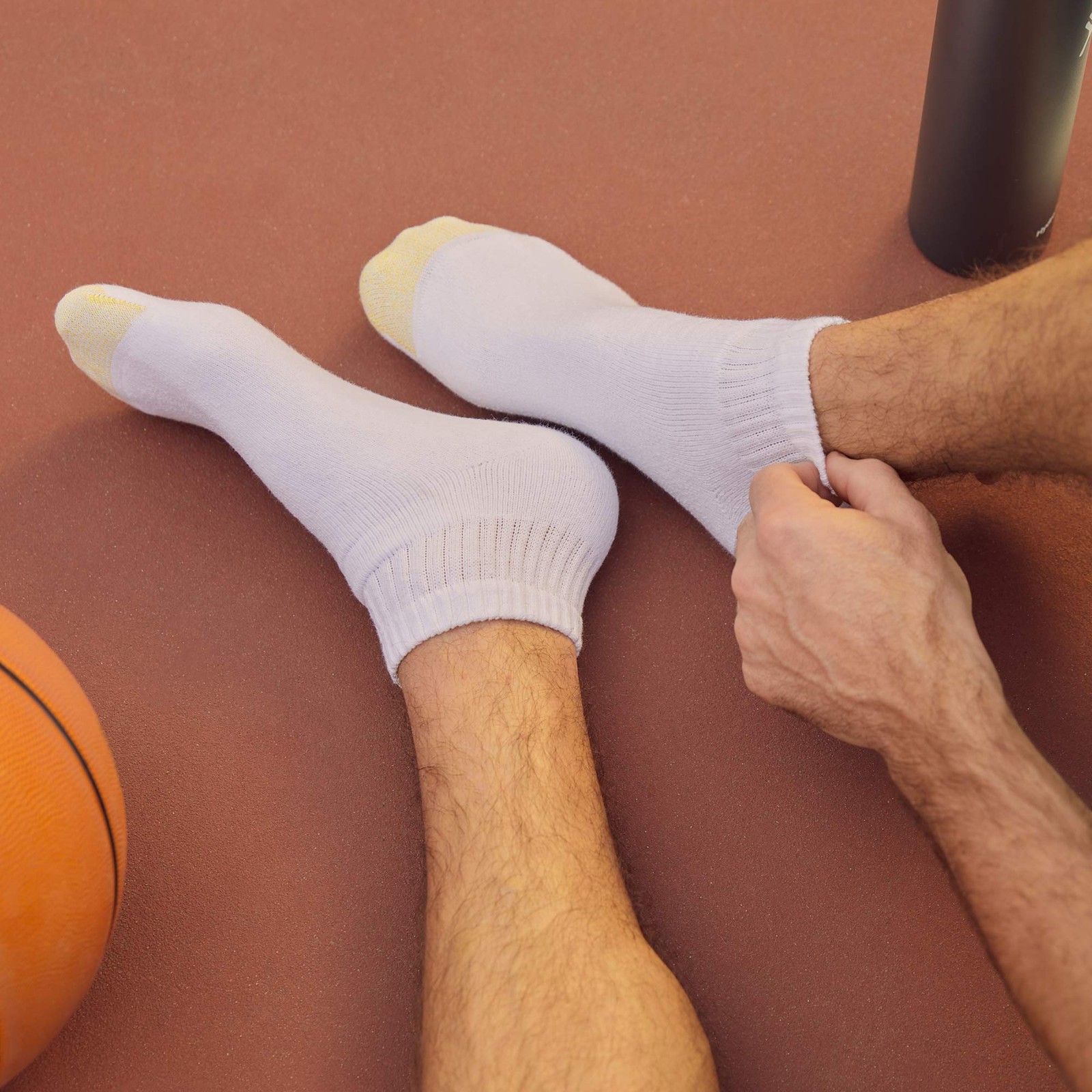 Men's 656P Cotton Ankle Athletic Socks, Multipairs, White (6-Pairs), Large