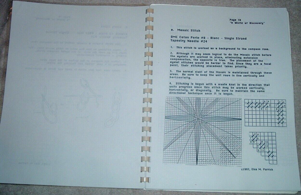 Elsa Parrish American Needlepoint Guild Pattern Book "A World of Discoveries"