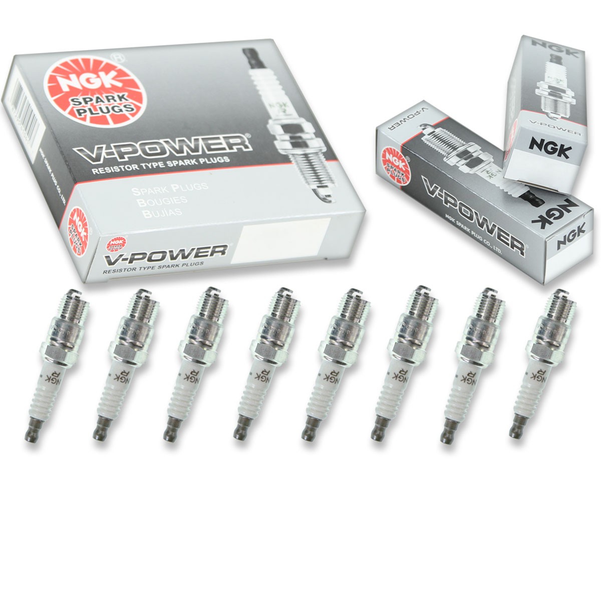 8 pcs NGK V-Power Spark Plugs for 1973 Chevrolet P10 Van 5.7L 7.4L V8 - mn