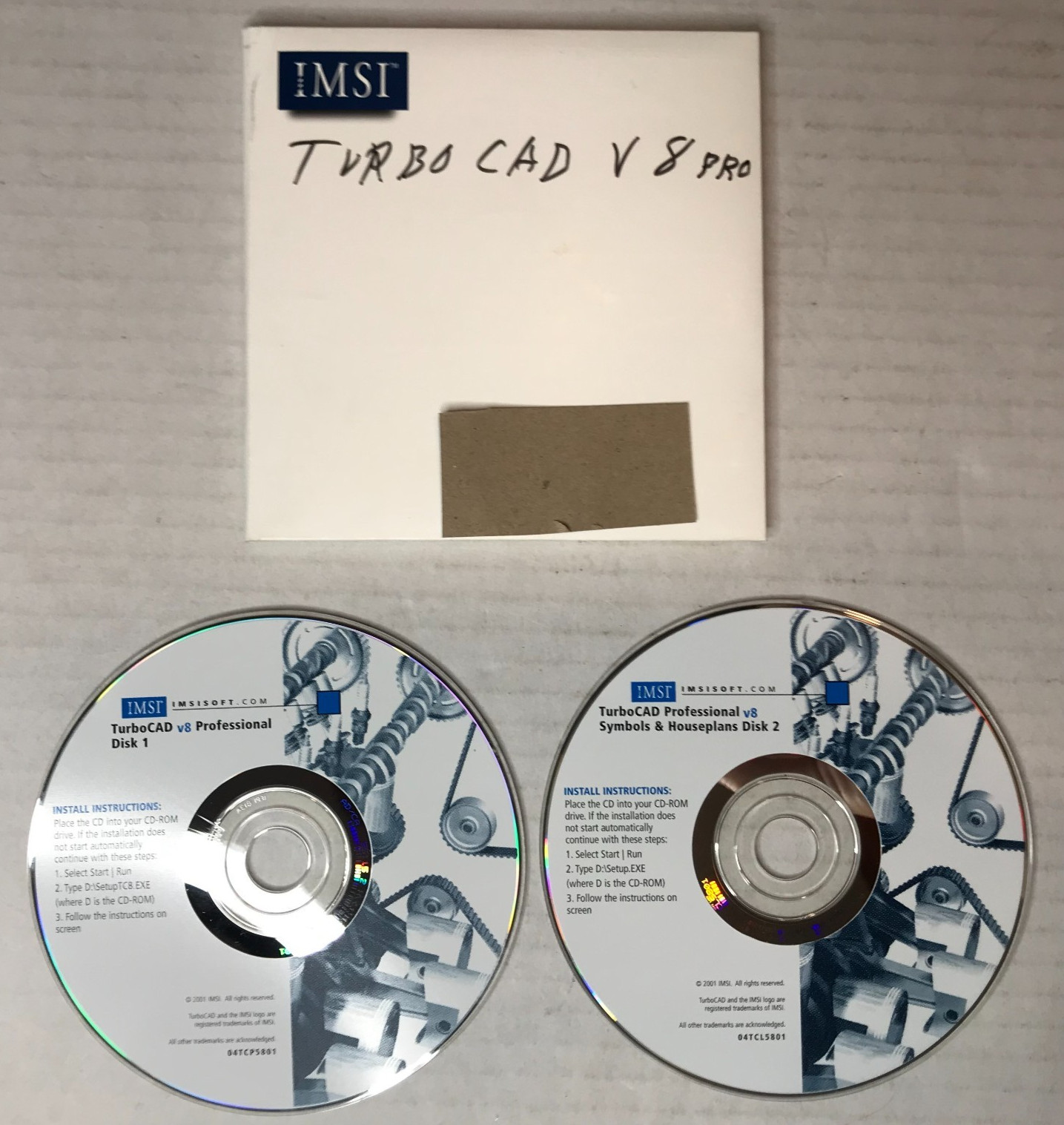 TurboCAD Professional 8  Software CD Disk Set  IMSI Design V8 CAD Legacy 2.5D/3D