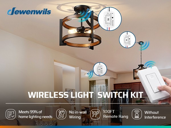 DEWENWILS Wireless Remote Light Switch, No WiFi, 100 Ft RF Range, Programmable
