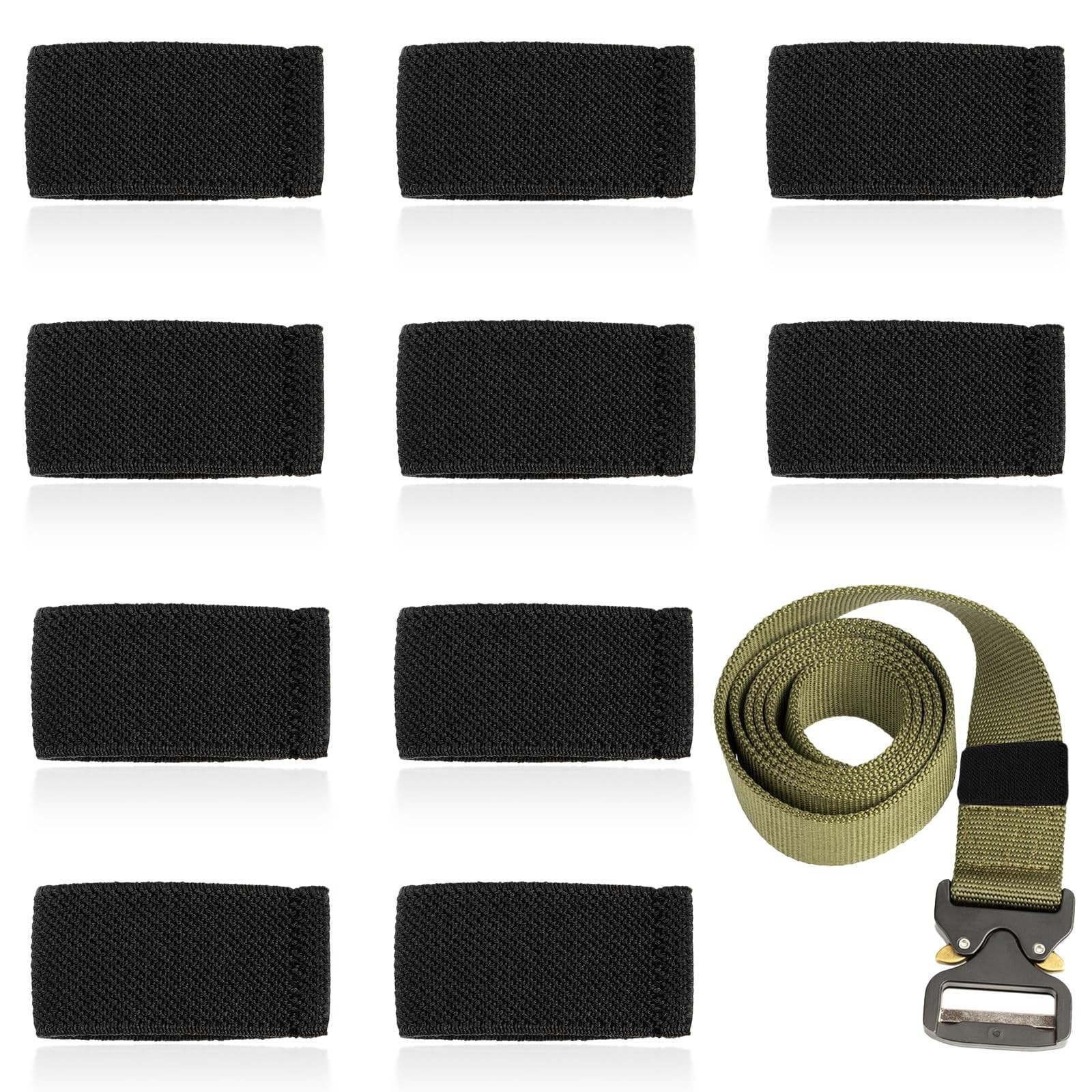 10 Pack Elastic Belt Keeper Strap, Nylon Canvas Web Belt Elastic Loop Keeper,...