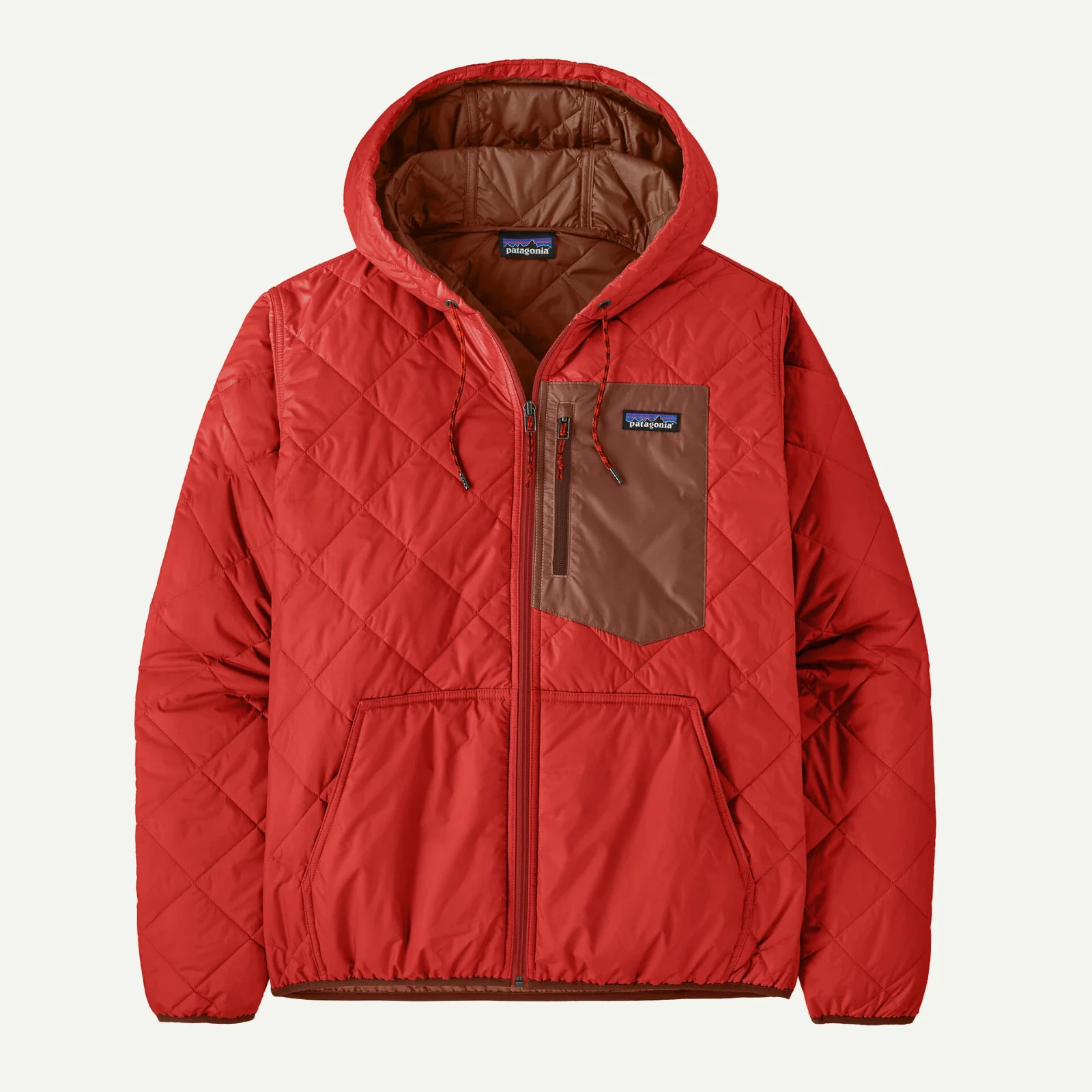 NEW! Patagonia Men's Diamond Quilted Bomber Hoody, Water Resistant, Amanita Red