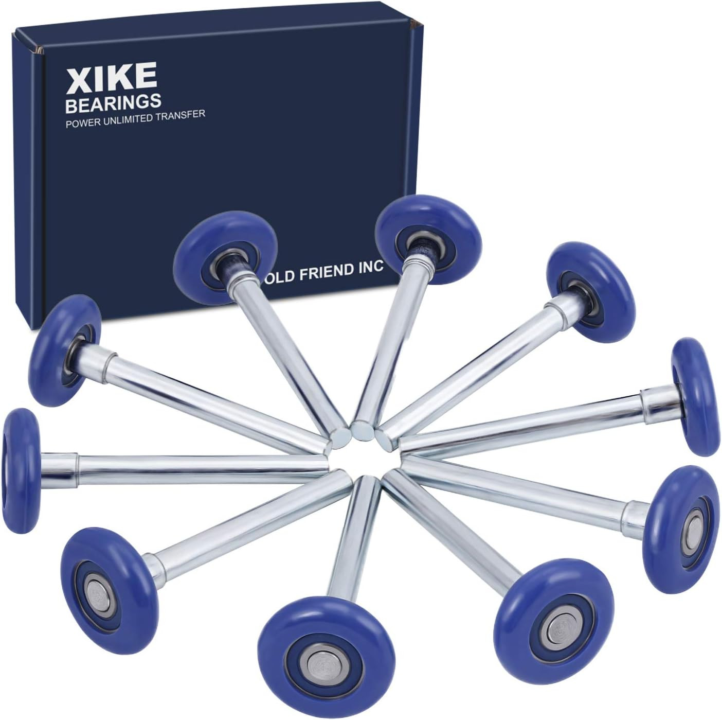 10 Pack Blue 2" Nylon Garage Door Roller 4" Stem, Quiet/Durable and High Load, U