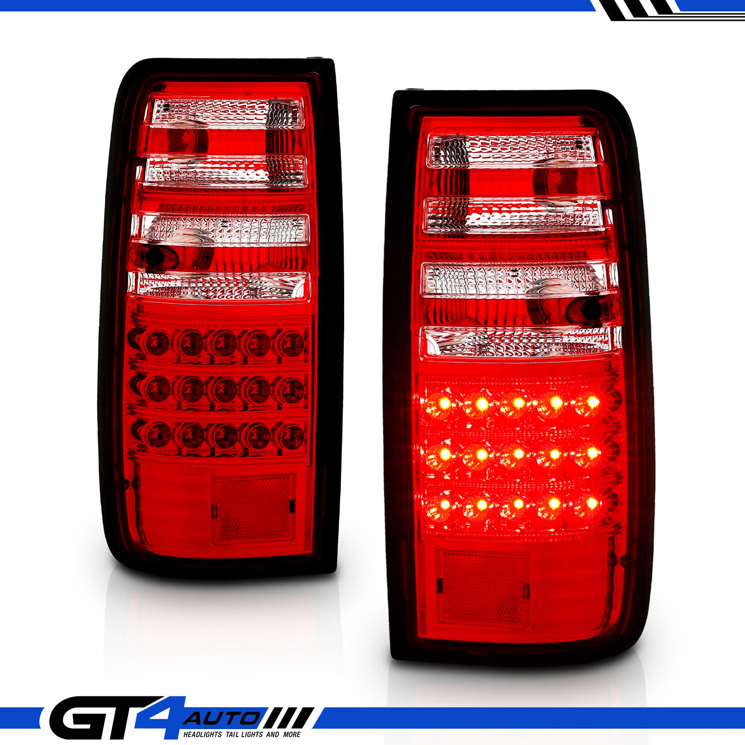 For 1991-1997 Toyota Land Cruiser FJ80 Clear Red Rear LED Tail Lights Pair LH+RH