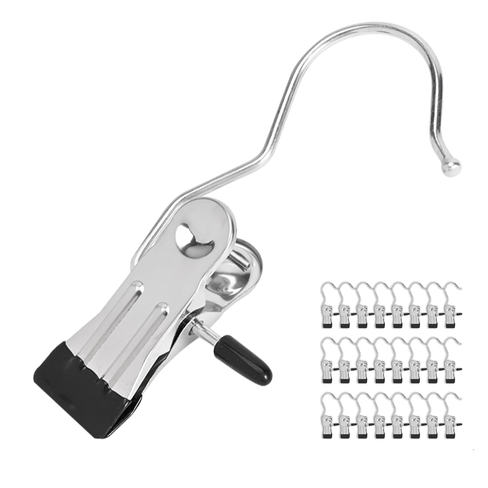24 Pack Hanger Clips, Multi Function Clip Hooks, Laundry Hanging Hooks Black