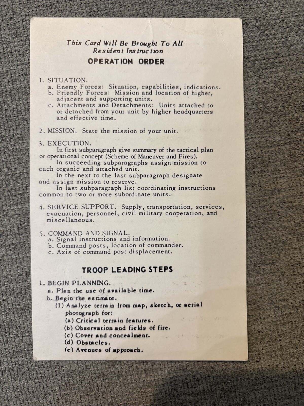 ROTC Training and Operations Booklet & Card