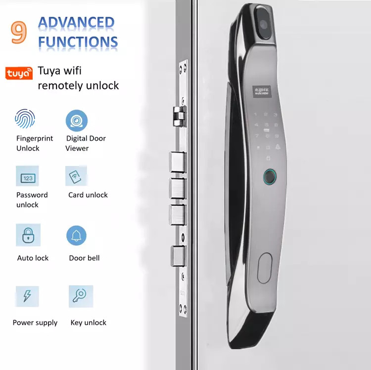 3D Face Recognition Unlock Digital Door Lock With Camera FIngerprint Password