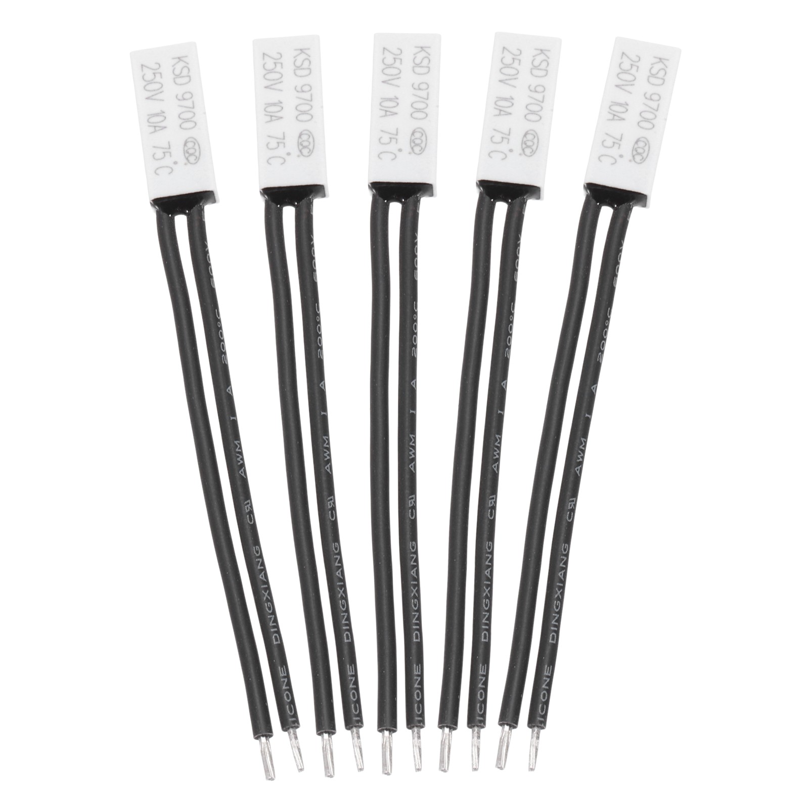 5 Pcs KSD9700 Thermostat 75°C/167°F Temperature Switch N.C 10A Plastic