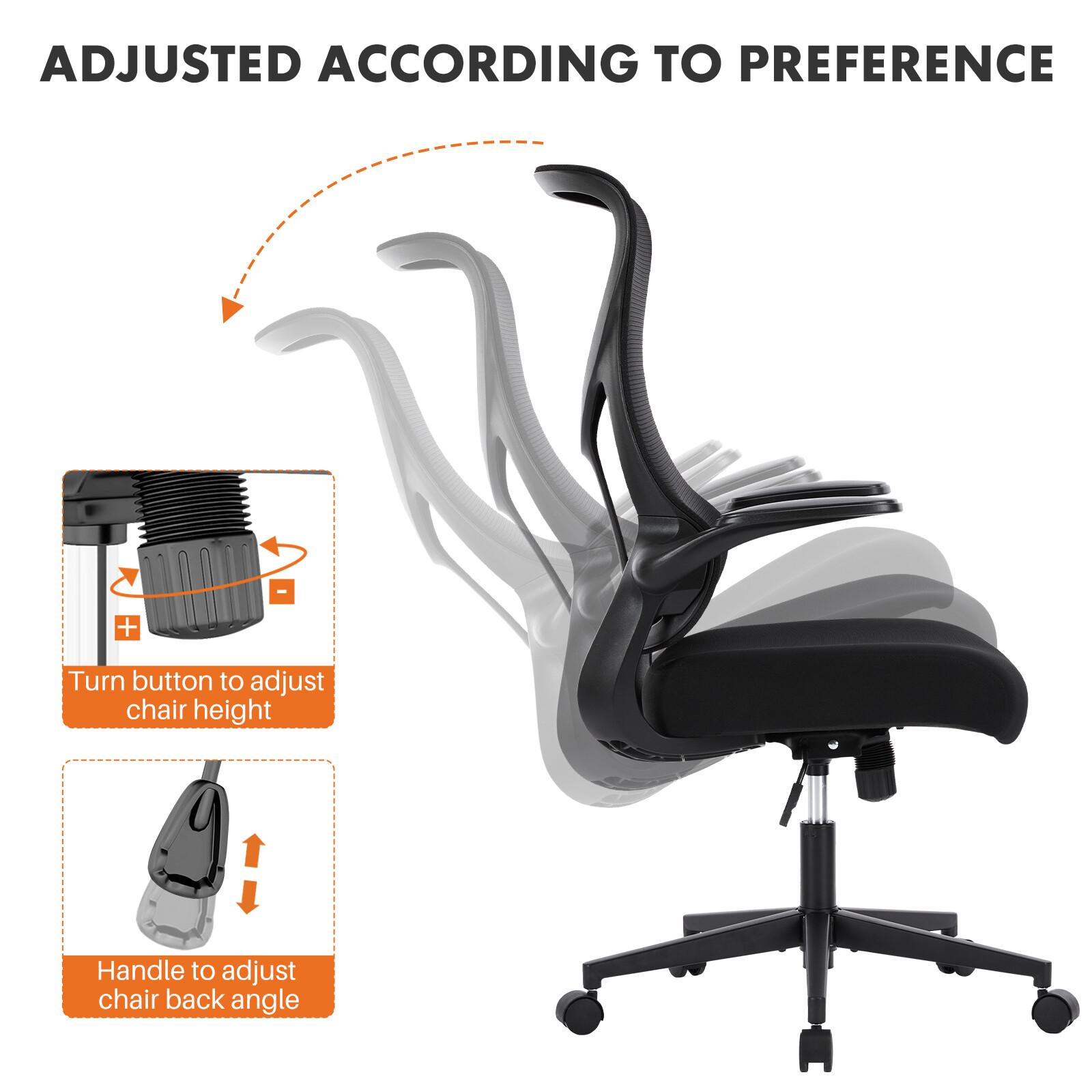 Height Adjustable Ergonomic Office Chair, Thick Cushion High Back Computer Chair