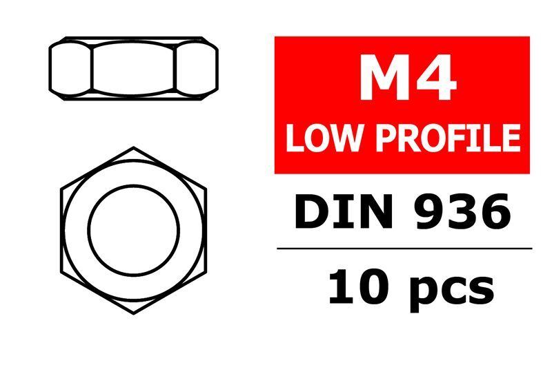 Corally - Low Profile Nut, M4, 10pcs