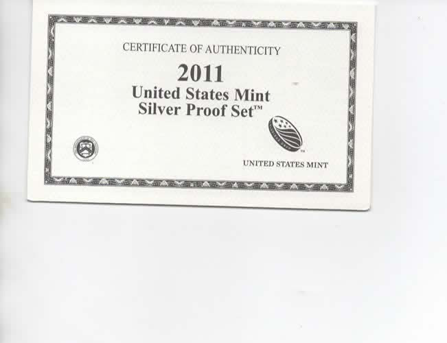 2011-S US PROOF SILVER 5 - COIN QUARTER SET, PULLED FROM 14 COIN SILVER SET
