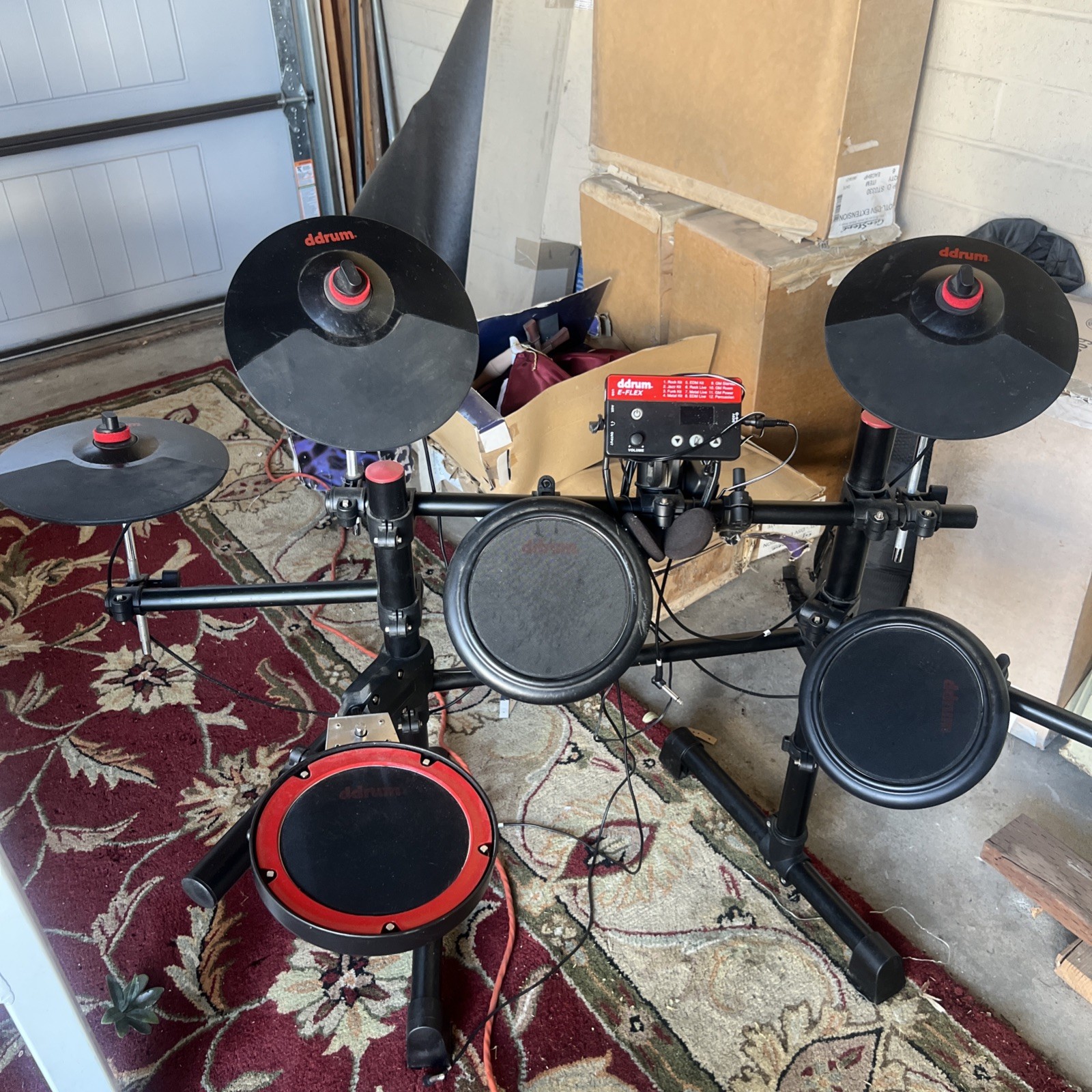 DDRUM Electronic Drum Set w/ Mesh Drum Heads Black/Red No Bass Pedals