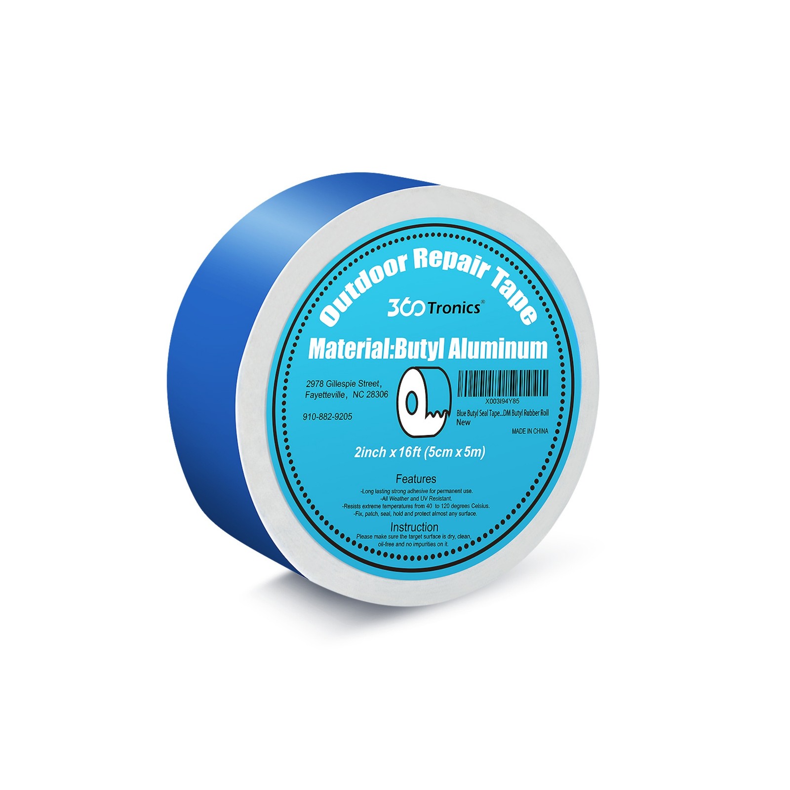 Blue Waterproof Butyl Tape, 2in x 16ft per Roll, HVAC, RV, Pool Covers Repair