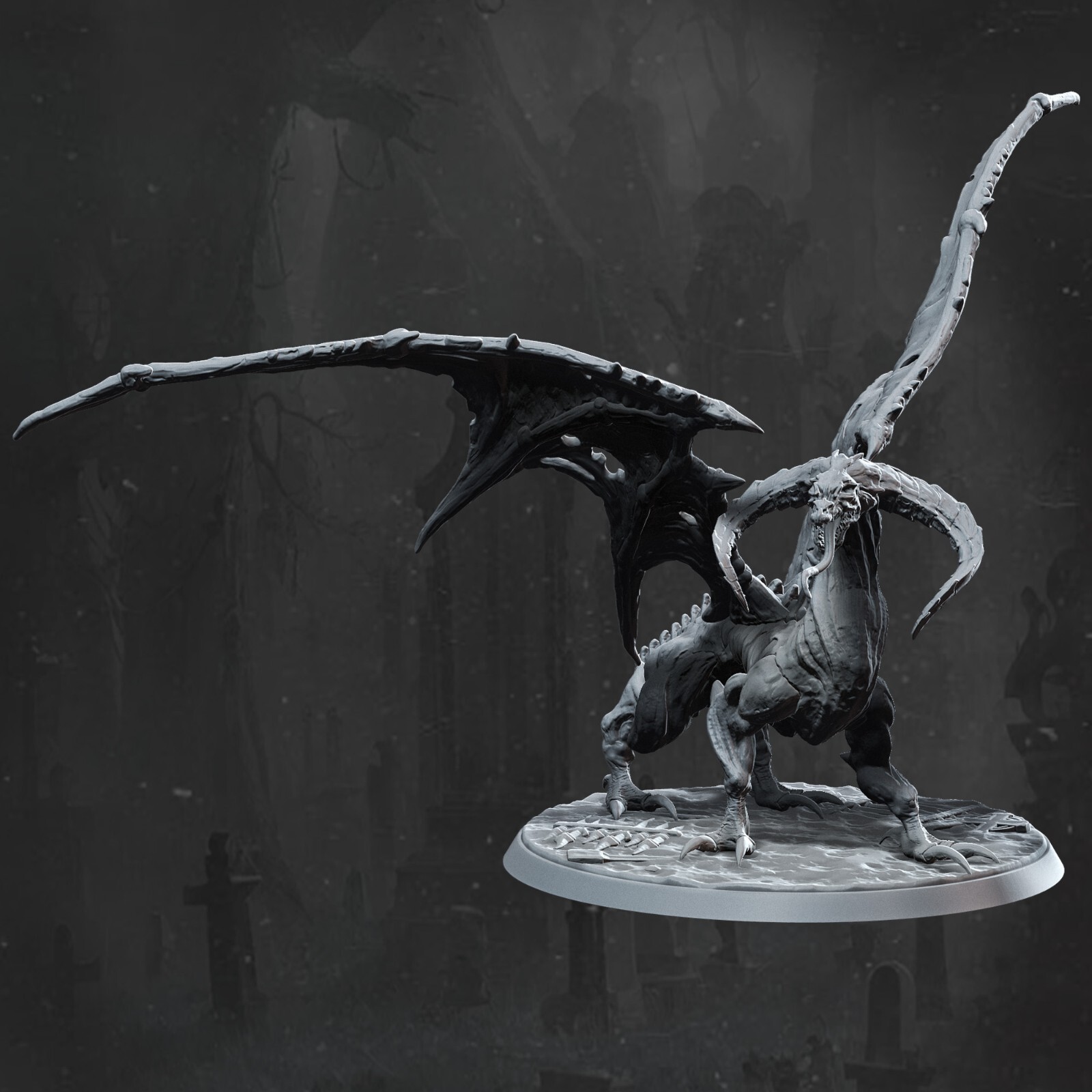 Dungeons and Dragons - HD Resin Print - 100mm Base - Large - Spectral Dragon