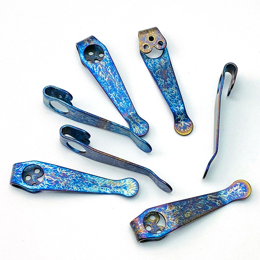2x Titanium Pocket Knife Back Clip For Spyderco C81 Paramilitary 2/C10 Endura 4