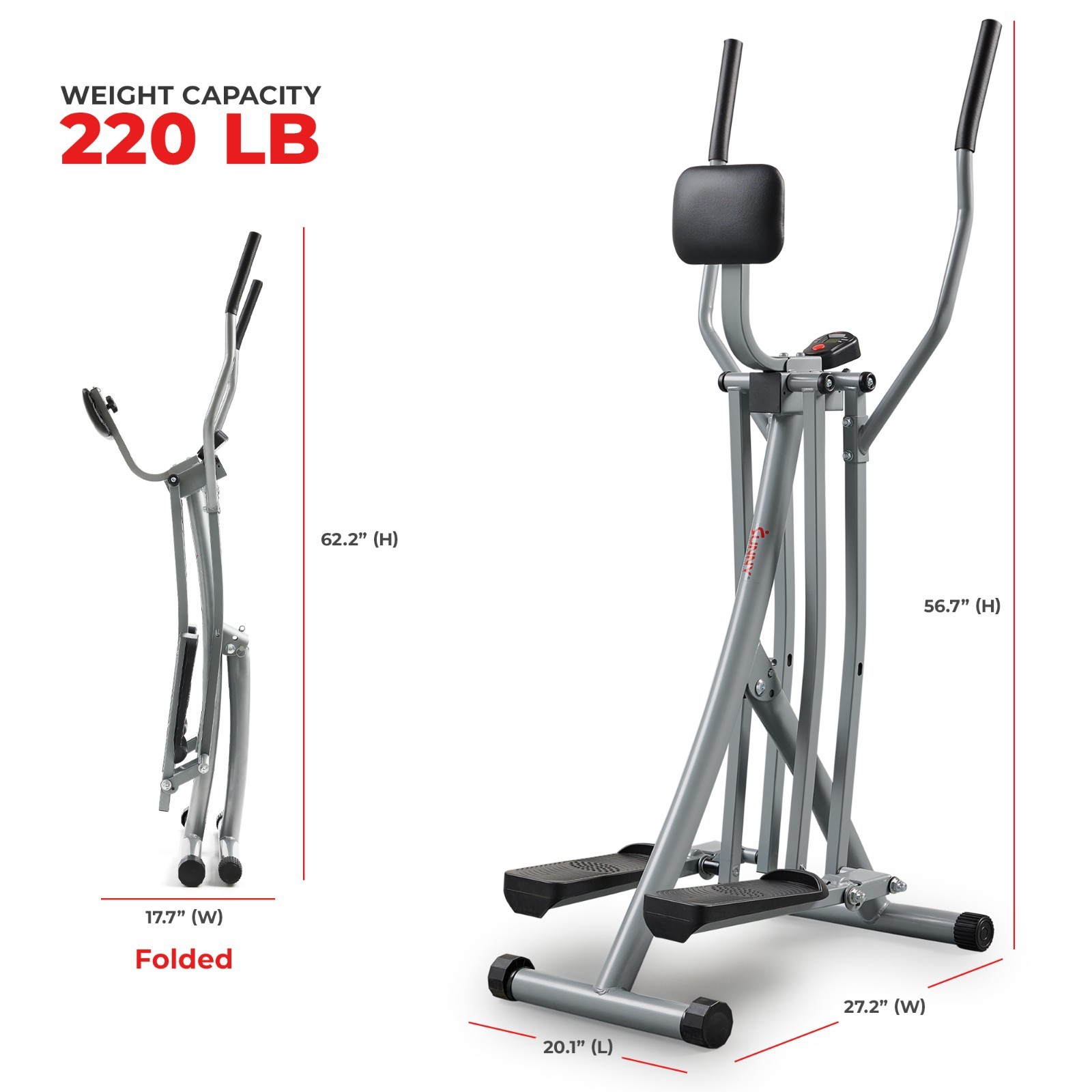 Air Walk Cross Trainer Elliptical 30" Stride Full Body Glide Ski Motion Foldable