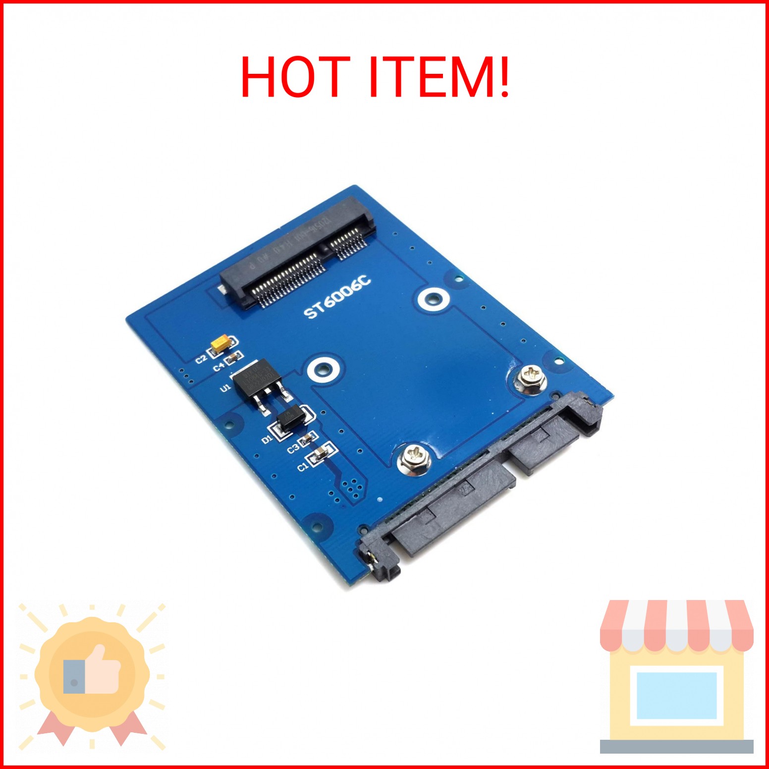 Chenyang Slim Type 68pin mSATA SSD to 2.5" SATA 3.0 22pin 6Gbps HDD Adapter Hard