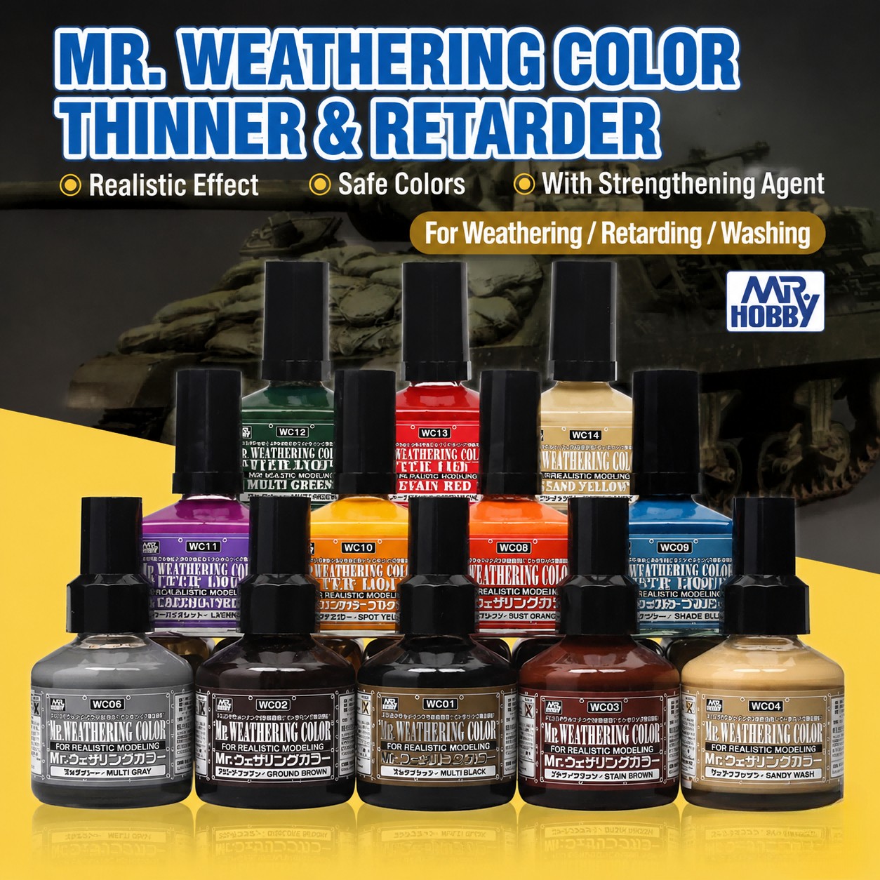 Mr.Hobby Mr Weathering Color Liquid 40ML for Realistic Modeling Panel Line Wash