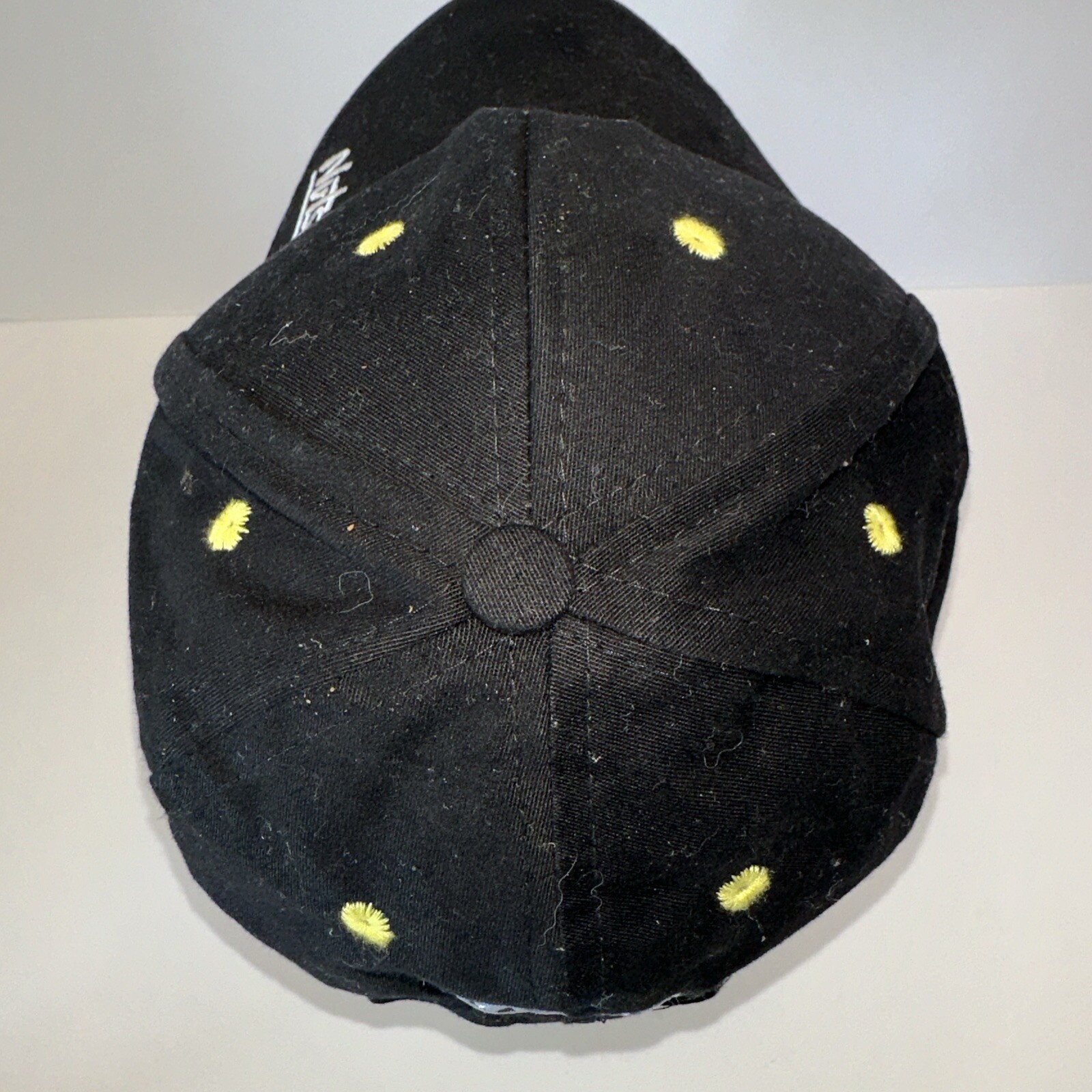 Nuts.Com Black Hat Cap Hoop Loop Yellow Bill Edge Peanut on Front OSFA