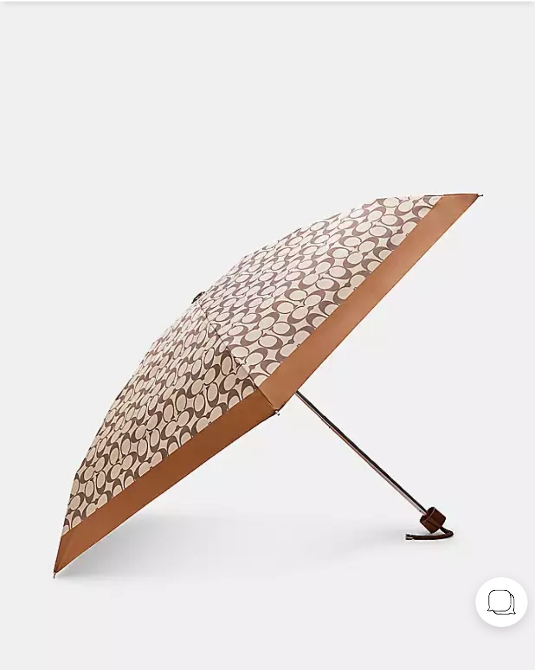 COACH UV Protection In Signature SV Khaki Saddle Umbrella Mini NWT