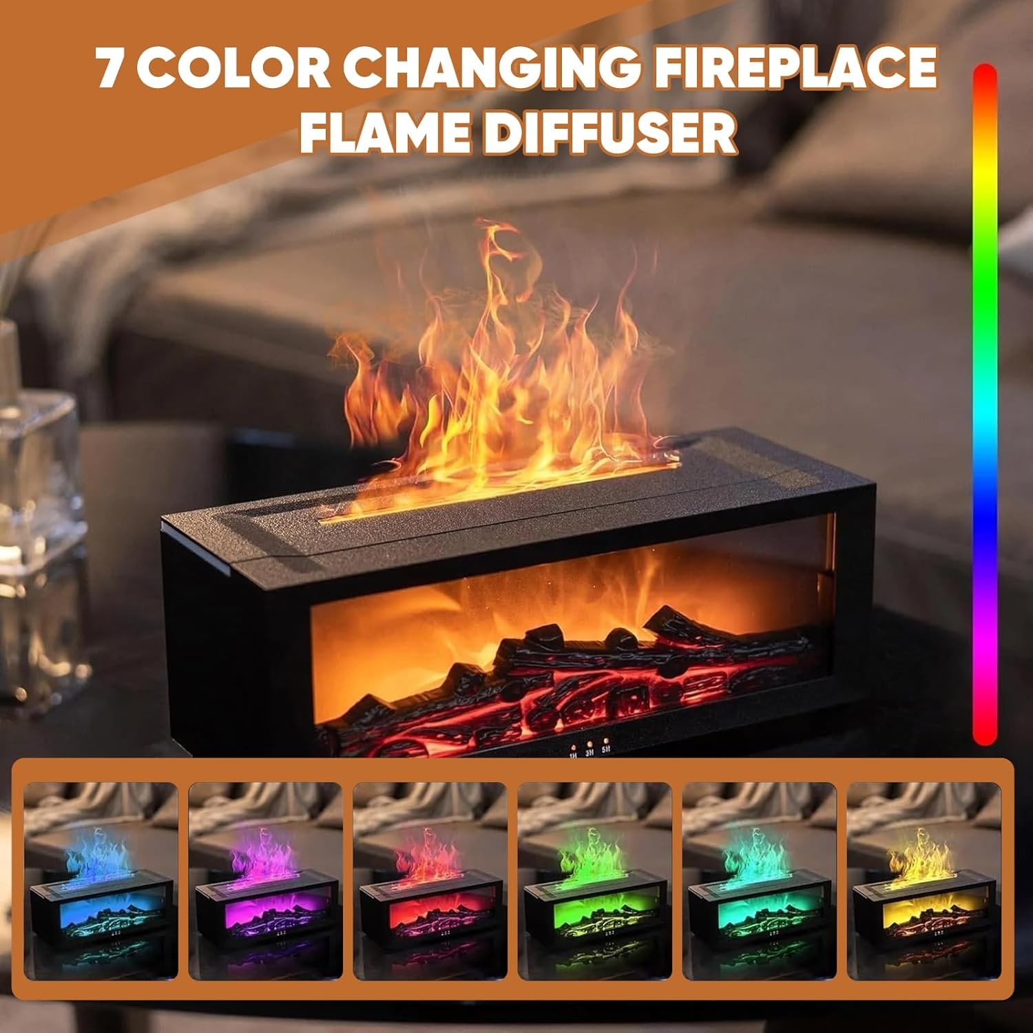 Oil Aroma Diffuser, Essential Oil Diffuser and Humidifier with Flame-Like Glow