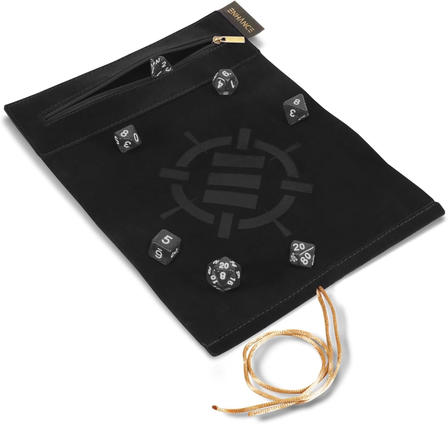 ENHANCE Roll on a Scroll™ Dice Rolling Mat & 7pc Acrylic Dice Set