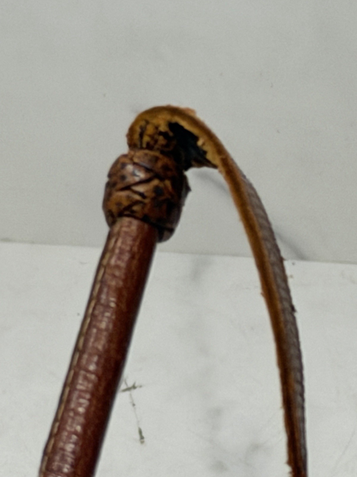 Antique Sterling Silver Mounted Riding Crop Leather Fall