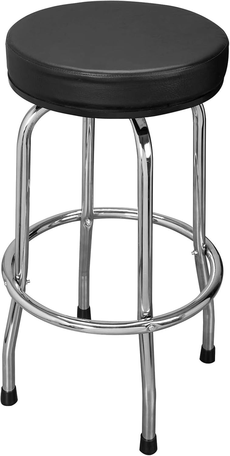 ATRP6185B-1 Swivel Bar Stool: Padded Garage/Shop Seat with Chrome Plated Legs,