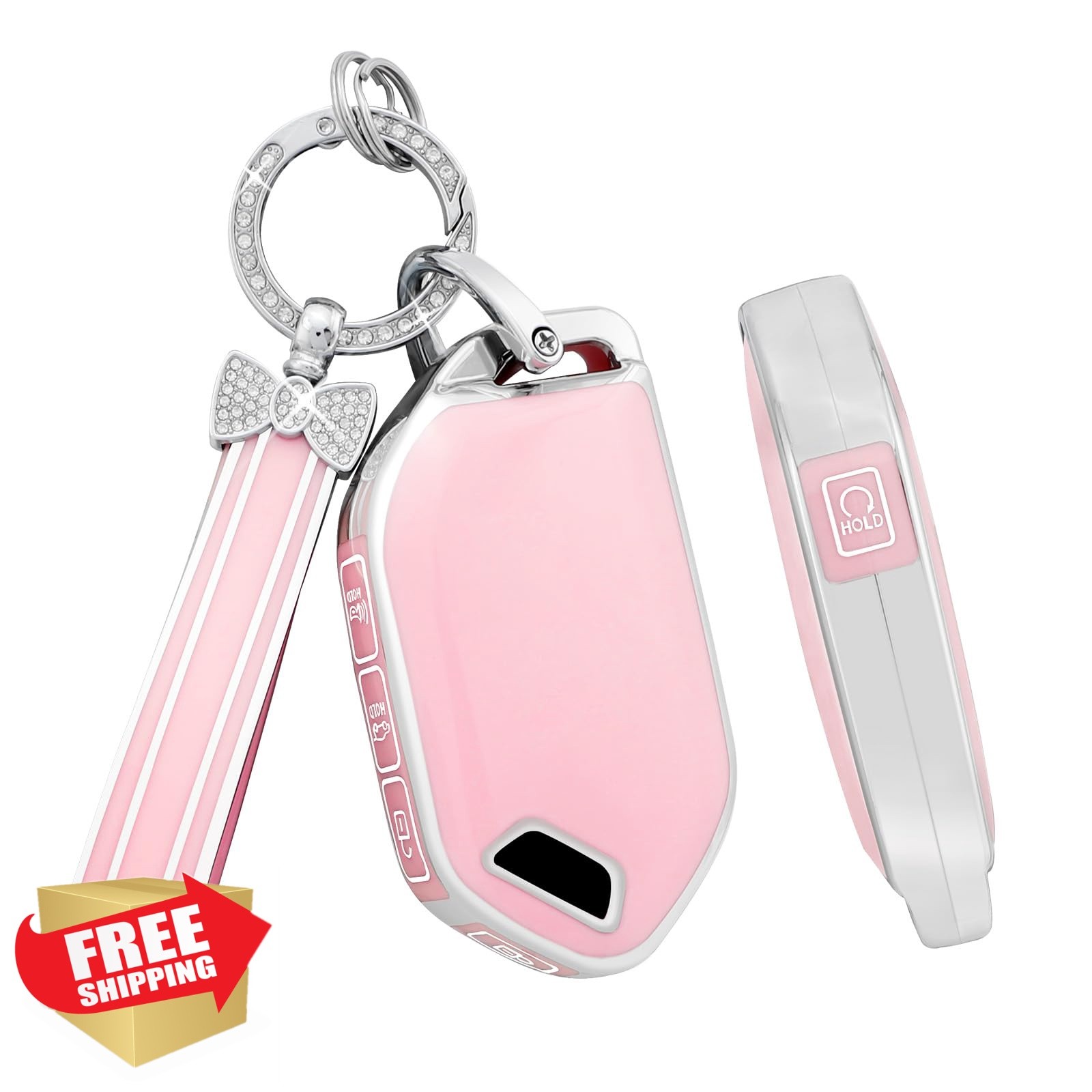 PIFOOG Kia 5 Button Key Fob Cover Pink Silver Type A