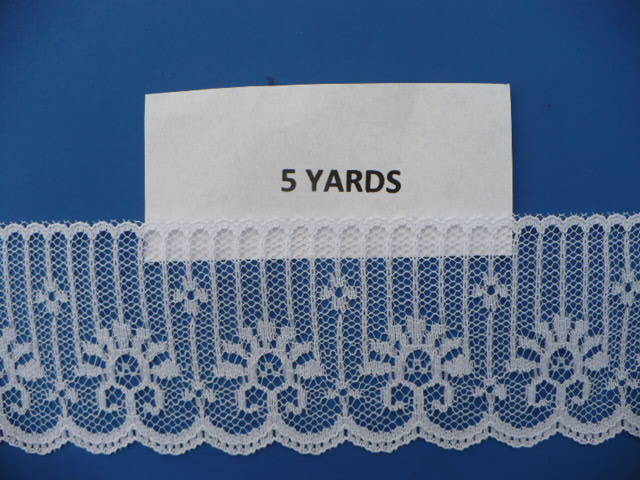 5 YARDS 1 3/4 IN. WHITE POLY SCALLOPED LACE