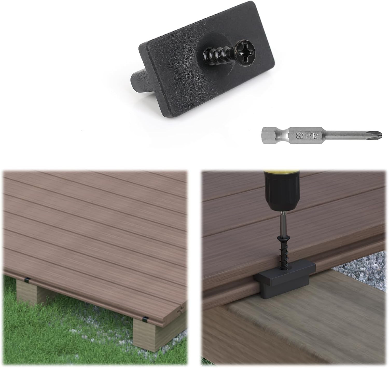 500PCS Hidden Deck Fasteners for Composite Decking Boards Universal Hidden Polyp
