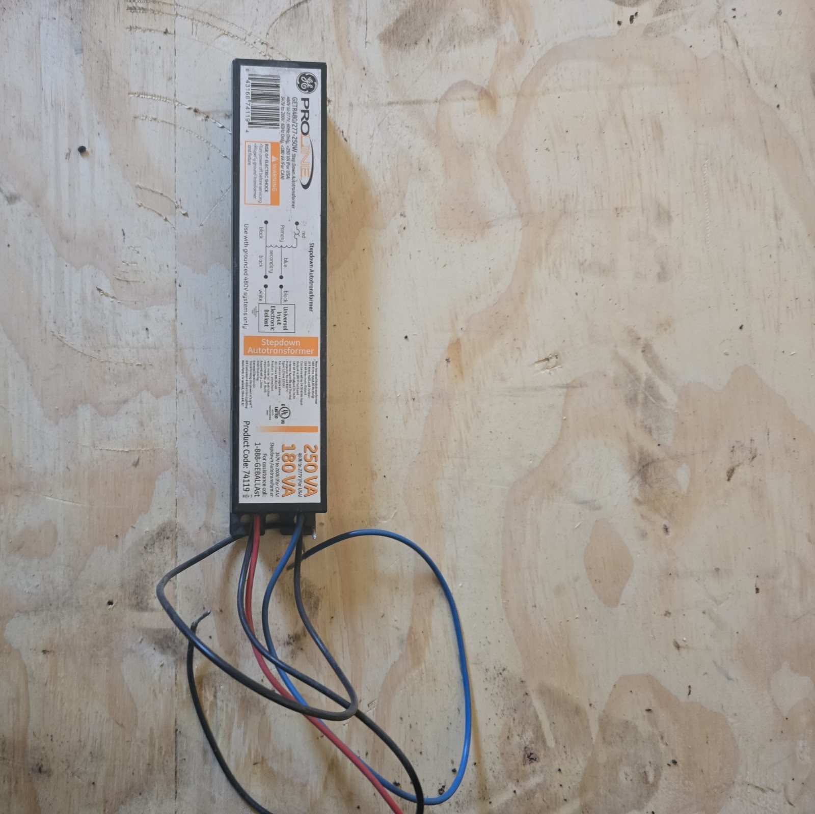 GE PROLINE Ballast Step Down Autotransformer 60Hz, 74119 GETR480/277-250W New