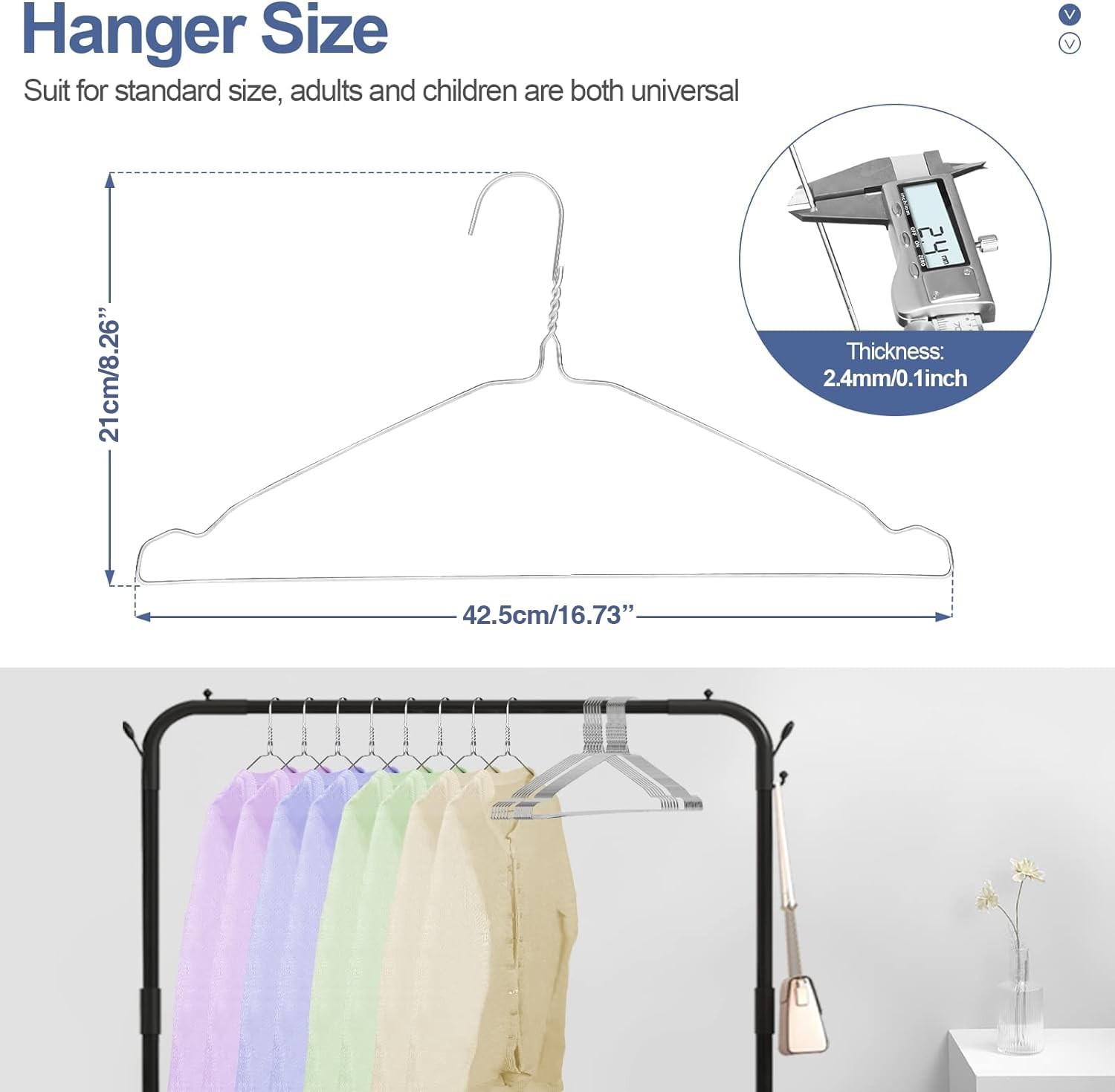 Wire Metal Clothes Hangers Bulk 100 Pack with Groove, 16.7 Inch, 12 Gauge Ult...