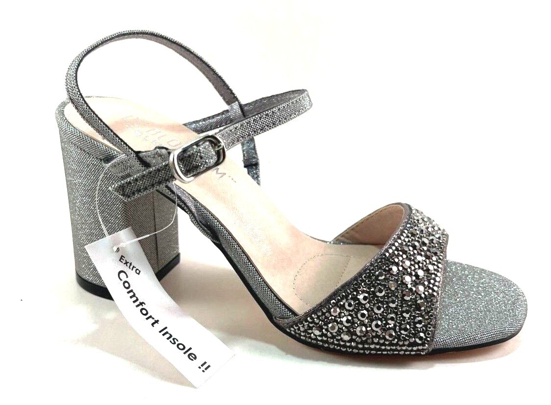 De Blossom Benna-8 Dressy Mid Block Heel Rhinestone Dress Sandal Choose Sz/Color
