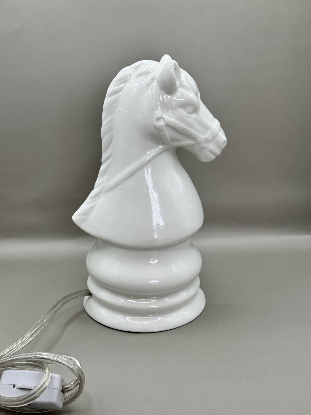 Horse White Knight Ceramic Chess Piece Night Light Accent Lamp