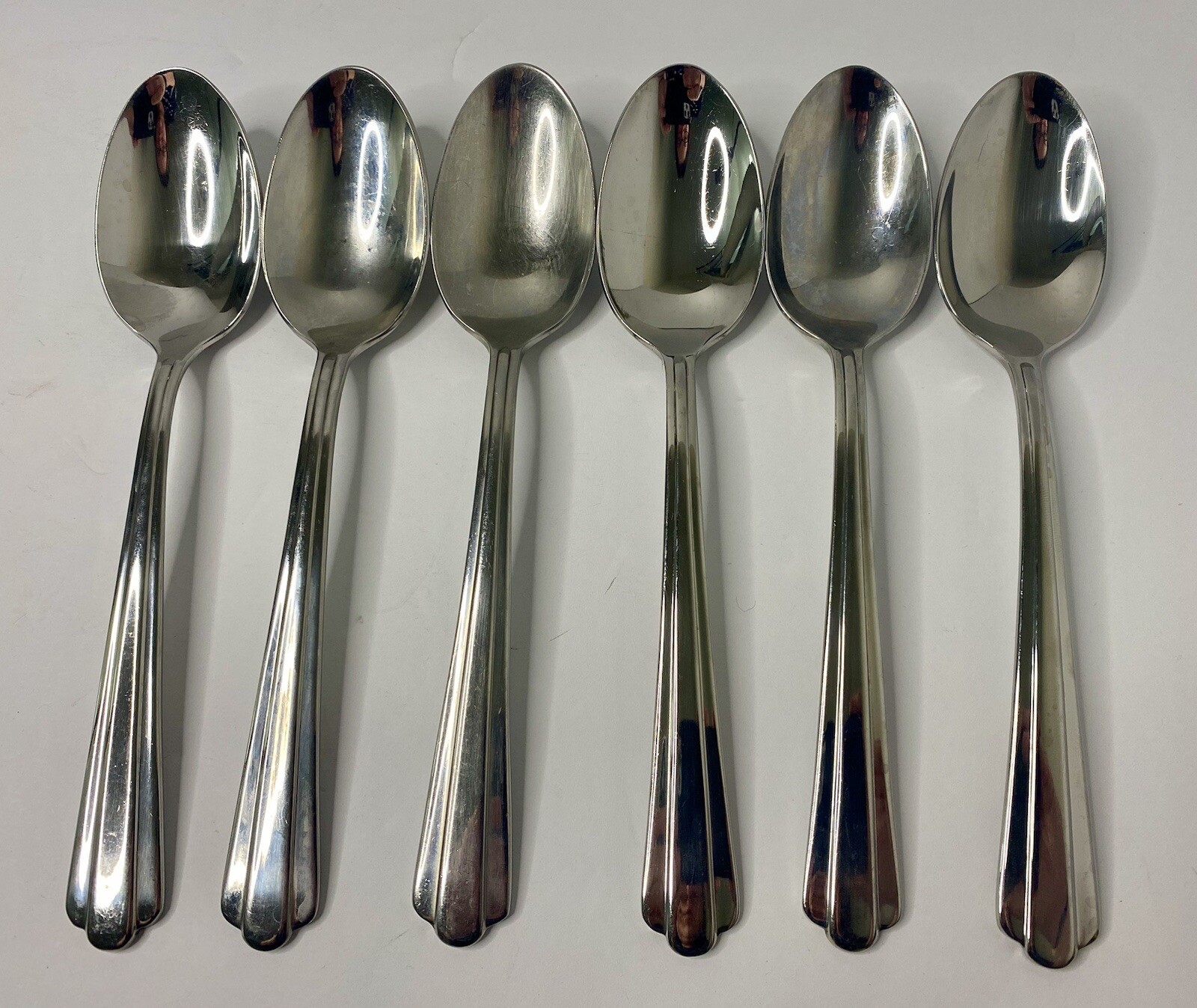 Hampton Silversmiths CENTRAL 8" Oval Place Soup Spoons 18/10 Stainless Lot 6 #2
