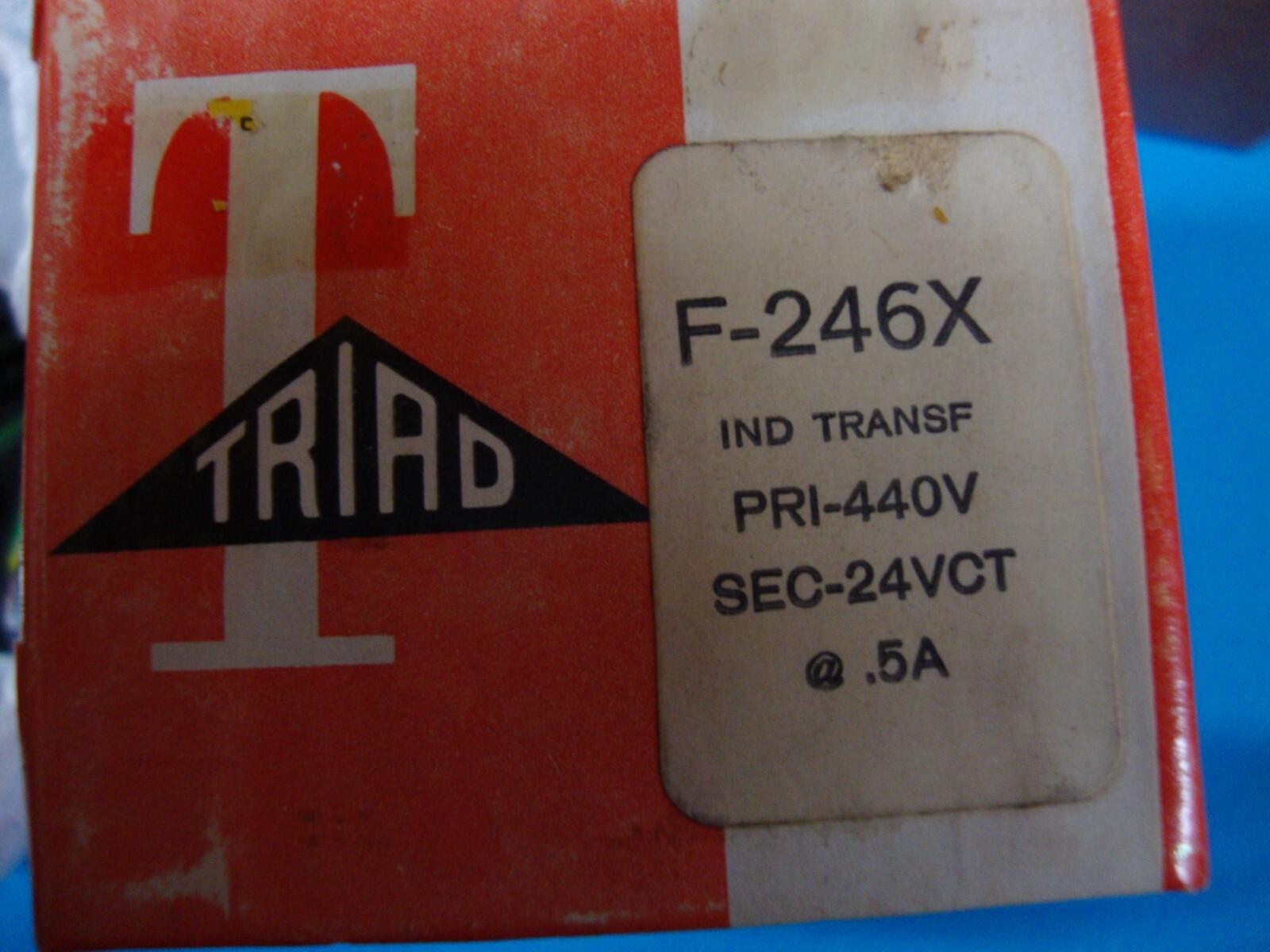 Triad F-246X Industrial Transformer pri. 440v sec 24vct @.5A Vintage