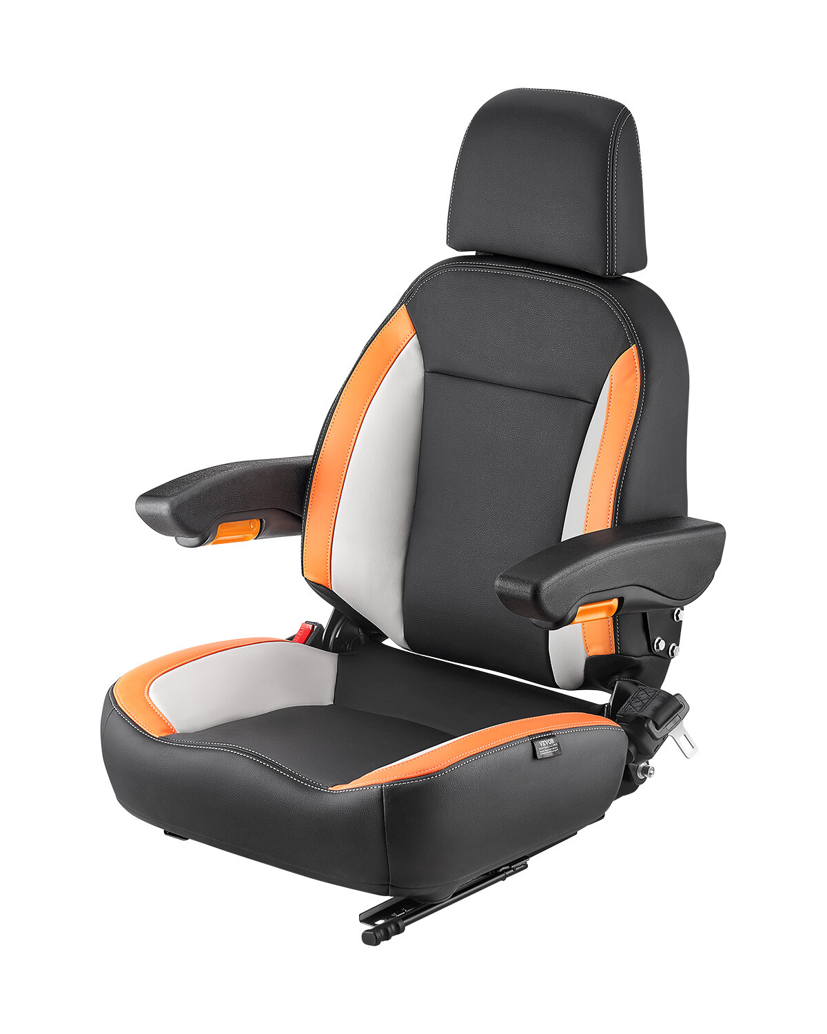 Forklift Seat Mower Tractor Seat Adjustable Back Seatbelt & Headrest Universal