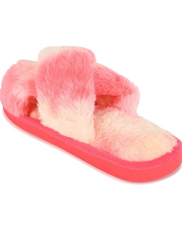 ASNY Fiona Women Cross Band Slippers Soft Plush Furry Cozy Open Toe House Shoes