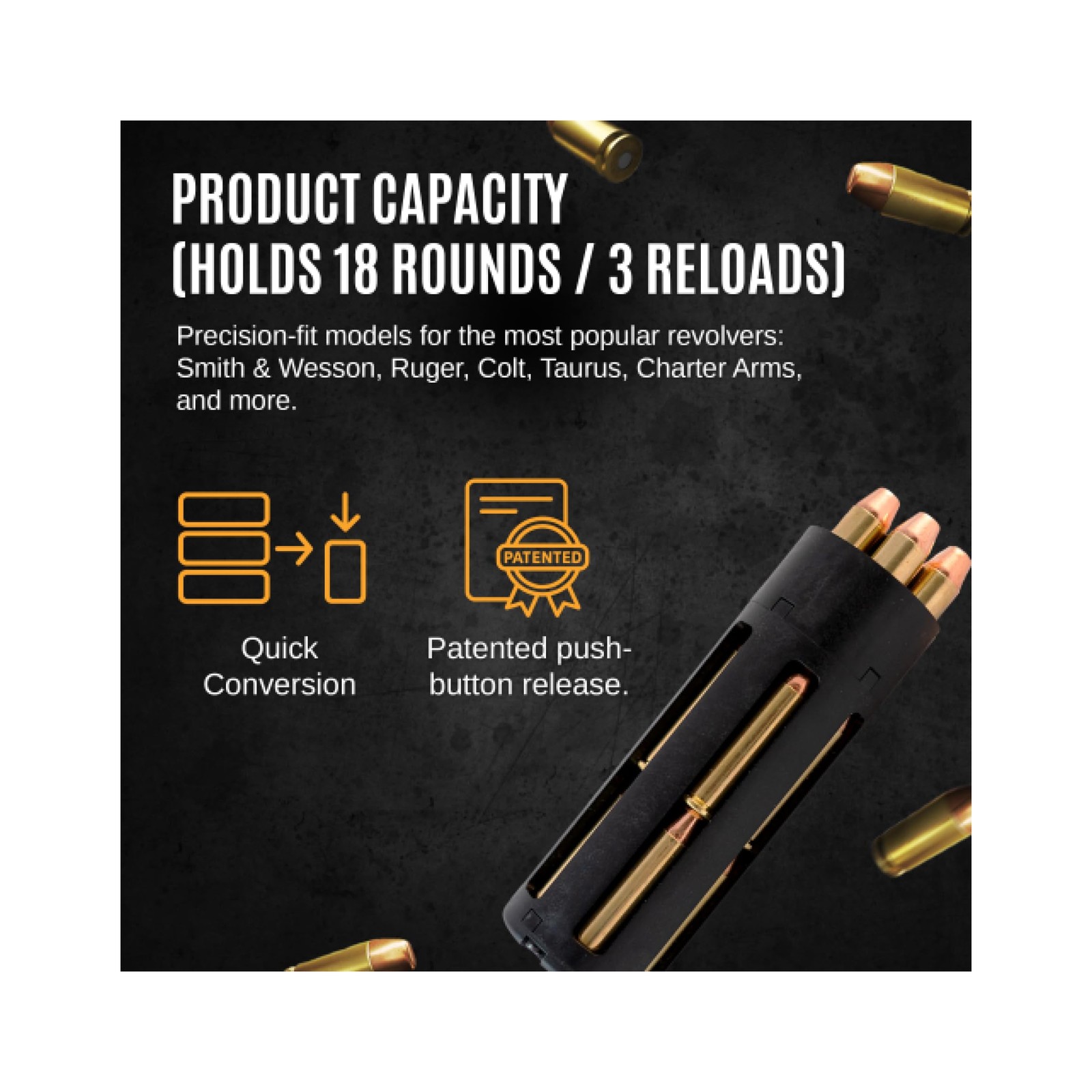 RevIndustries 38 Special Speed Loader - 357 Magnum .38/.357, Black