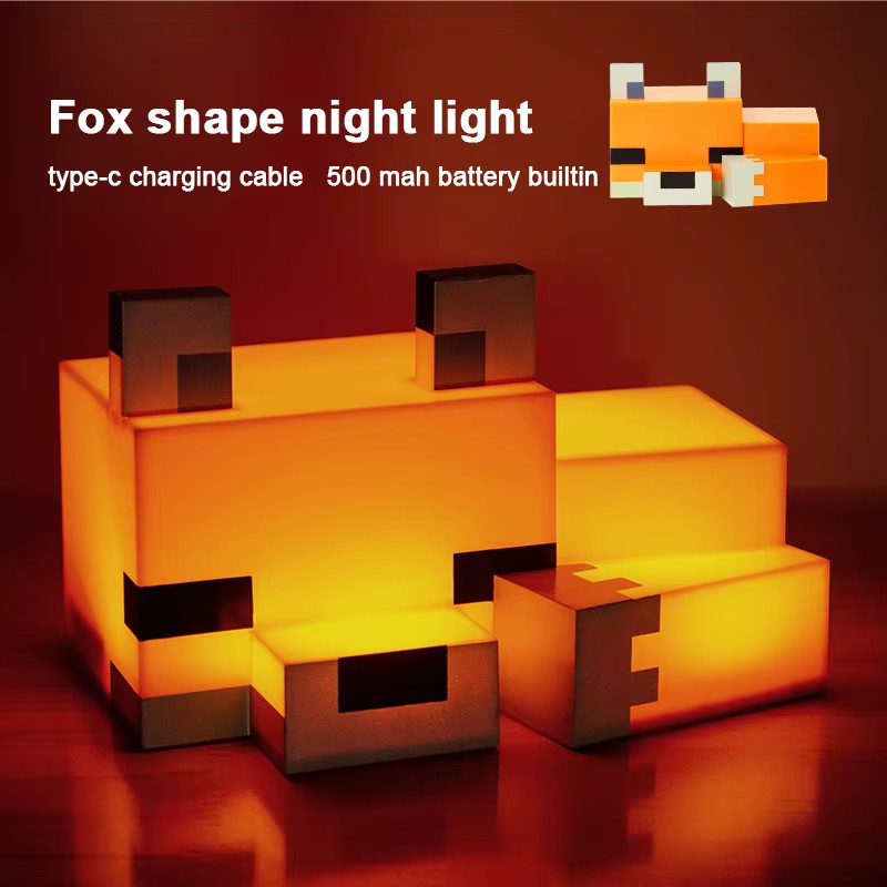 Minecraft Fox Night Light LED Gaming Room Desk Lamp Kids Bedroom Decor