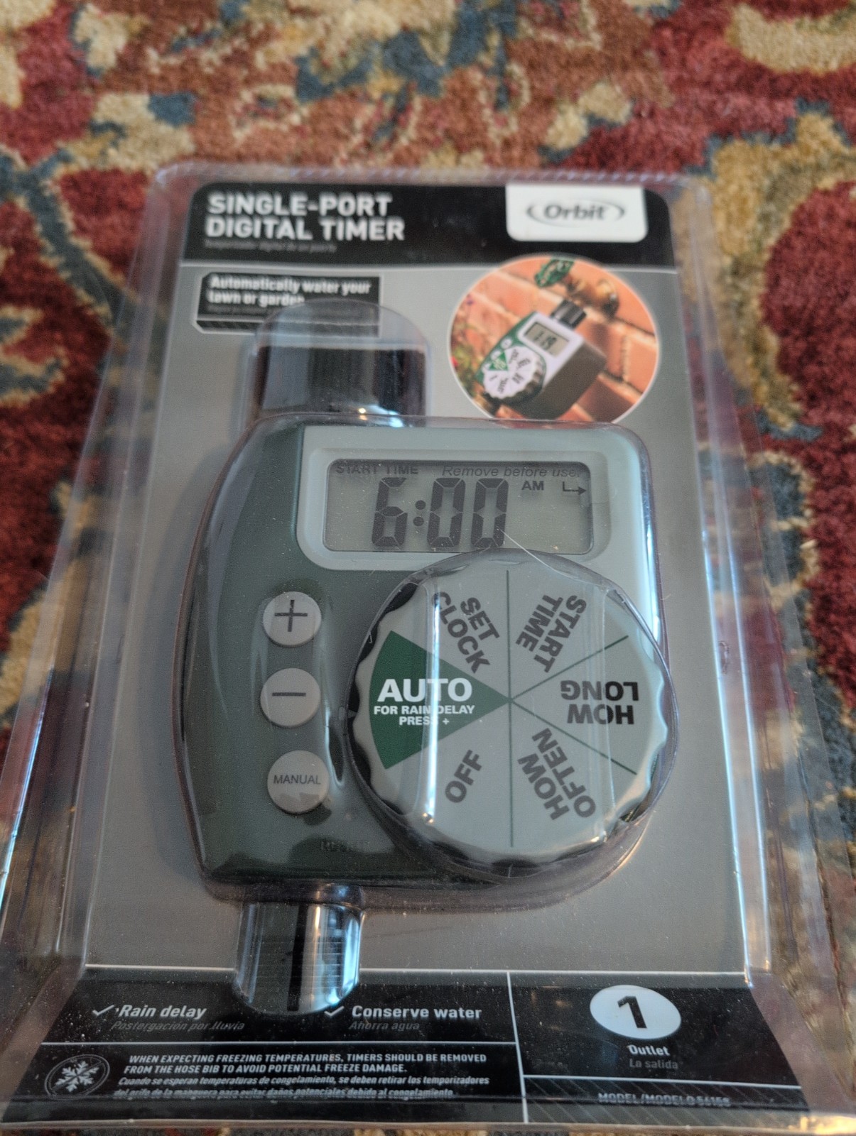 Orbit 56158 Single-Port Digital Timer LCD Screen Lawn Garden Hose Faucet