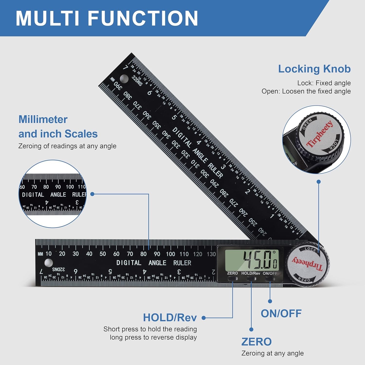 Digital Angle Finder Protractor, 3rd Generation Quick Display Angle Gauge Ruler,