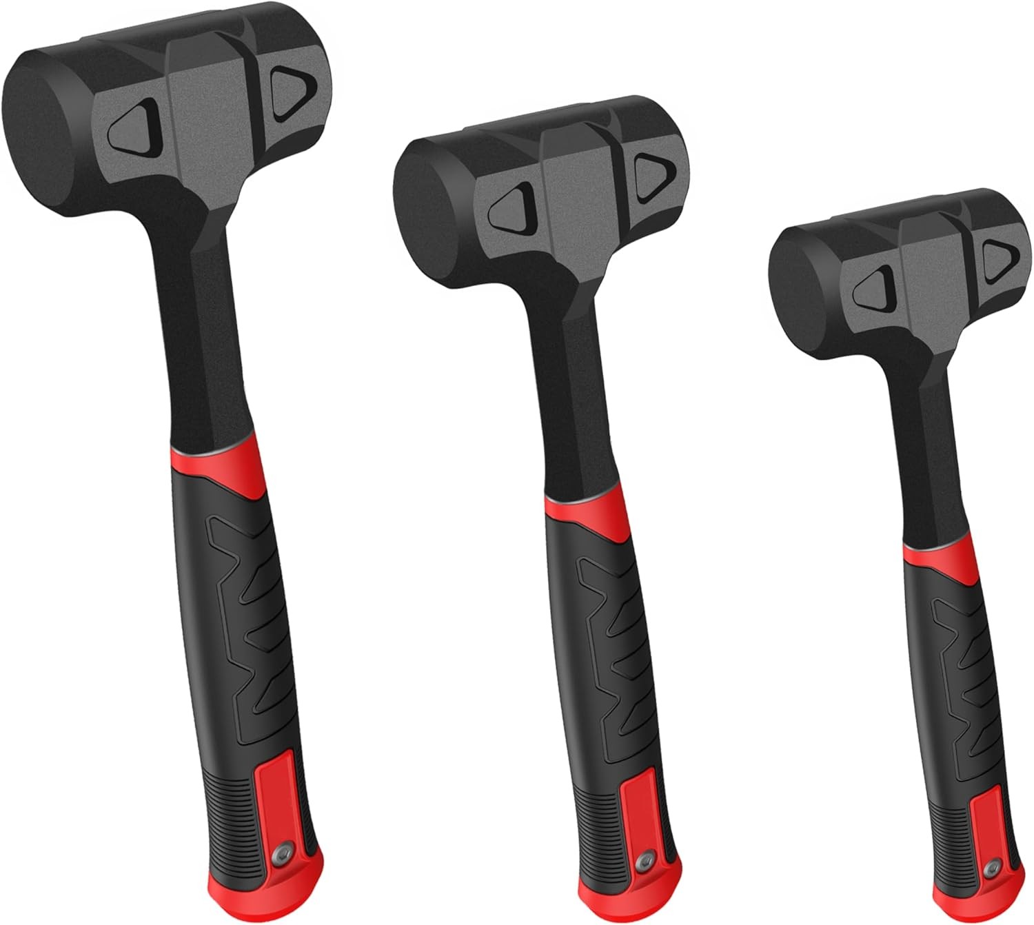 3pc Dead Blow Hammer Set 1/2/3LB Steel Filled Anti-Vibration Grip