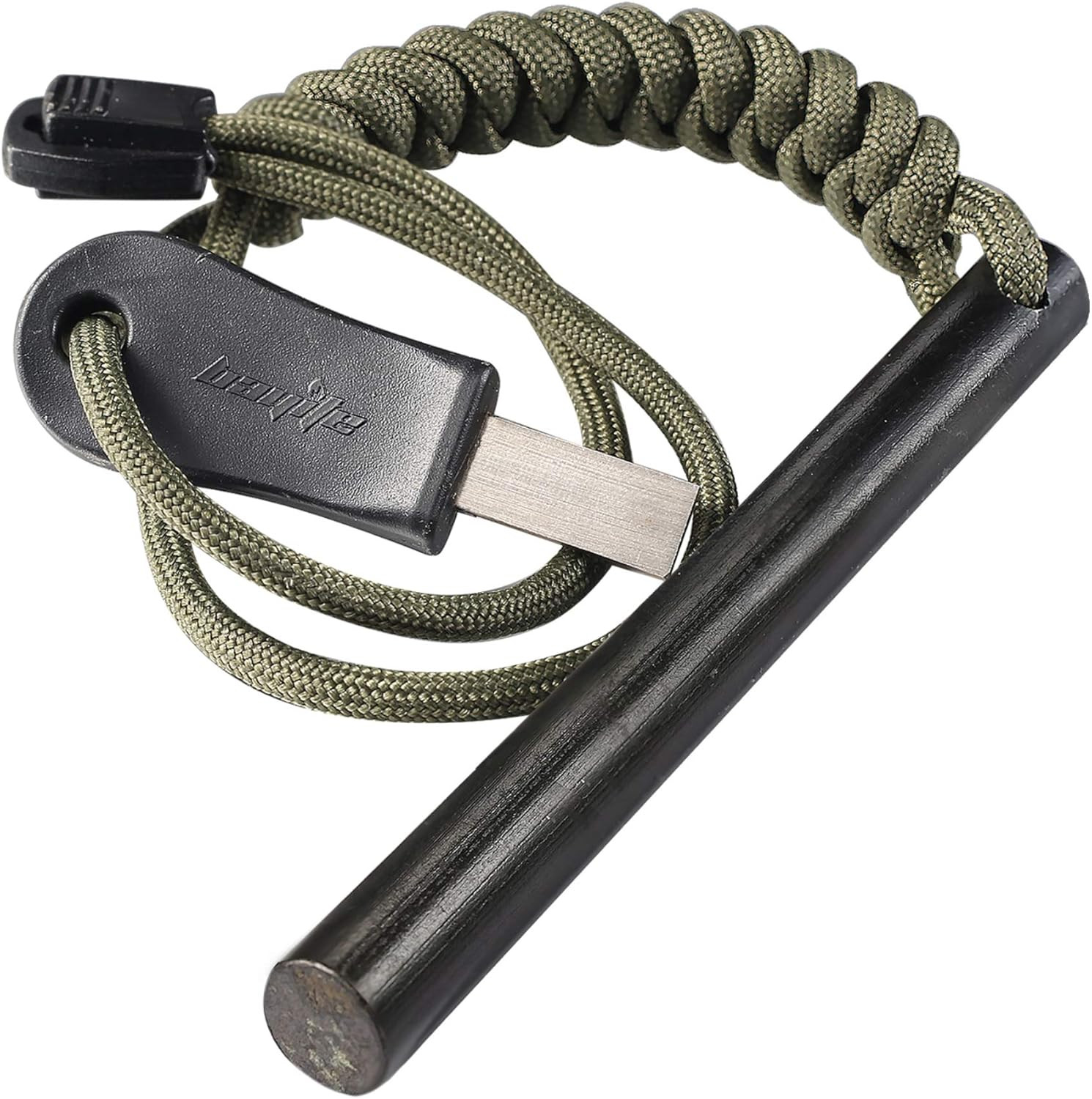 4 Inch Survival Ferrocerium Drilled Flint Fire Starter, Ferro Rod Kit with Parac