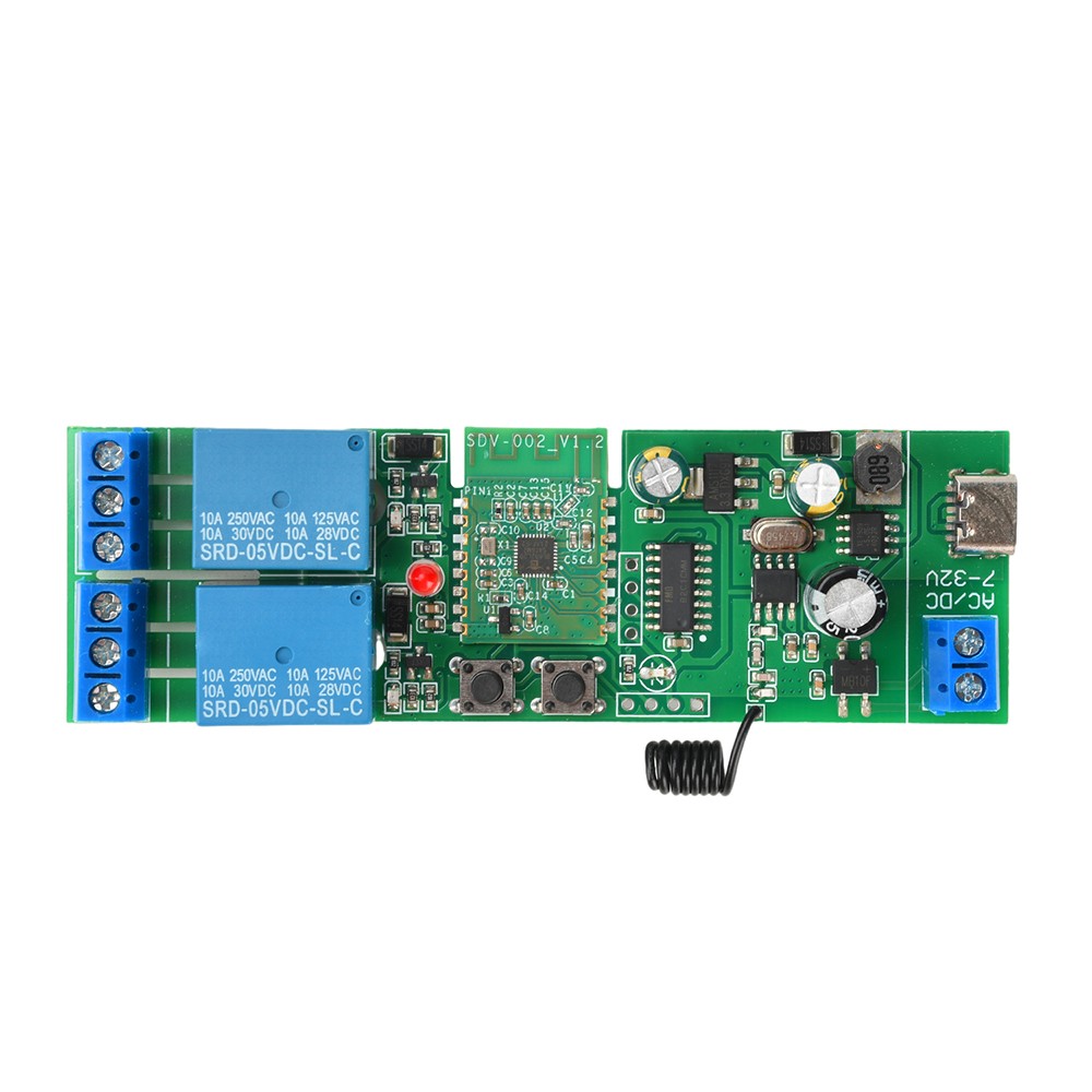 AC/DC 7-32V 2-Channel Bluetooth WIFI Relay Switch Module Self-locking 433MHz
