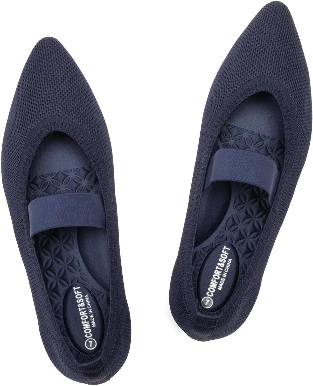Frank Mully Womens Knit Flats Pointed-Toe Shoes with Elastic Straps...