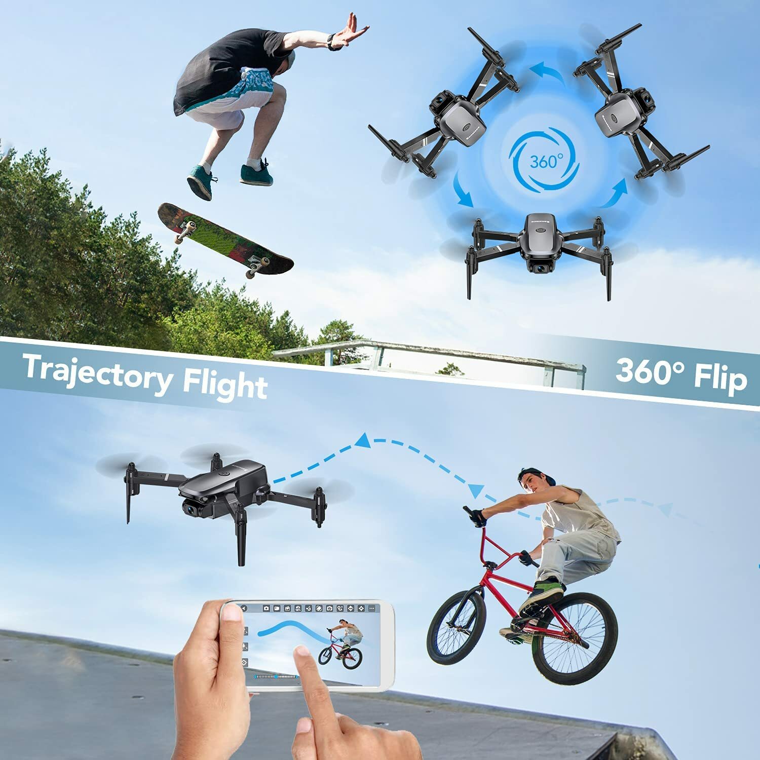 Sansisco D15 Mini Drone 1080P HD Camera Wifi Remote Control Foldable Quadcopter