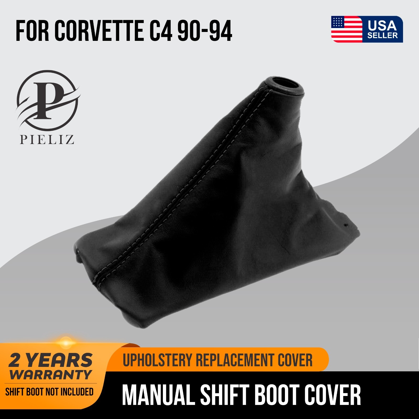 Manual Shift Boot Cover Leather Synthetic for Corvette C4 90-94 Black